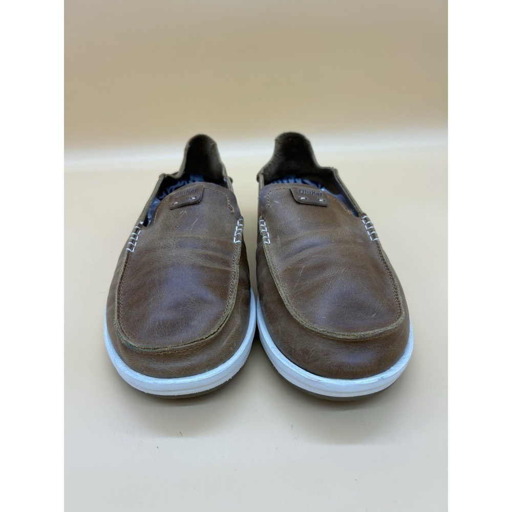 OluKai Kakaha Men's Tan Brown Leather Slip On Loafers Casual Shoes Size 10